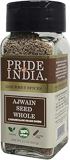 Pride of India – Ajwain Seed Whole – Gourmet Carom Seeds – Flavoring Agent for Savory Dishes – Aromatic & Nutrient-Dense – Easy to Use – 2.1 oz. Dual Sifter Bottle