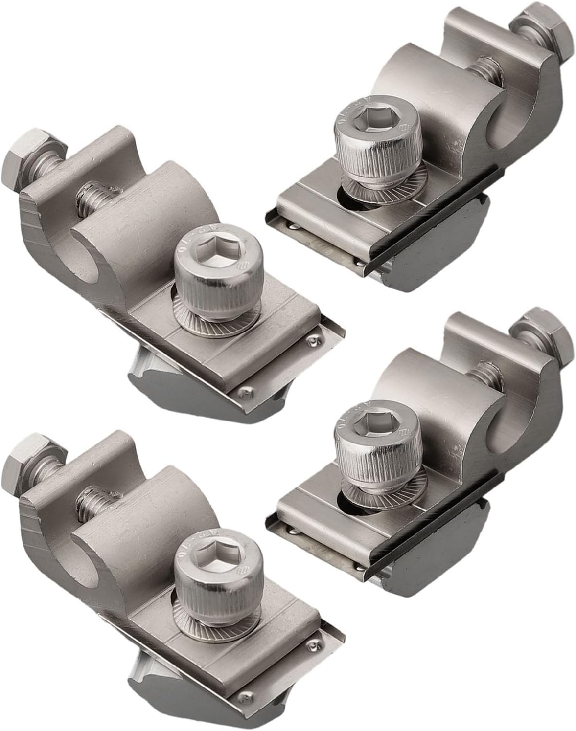 Abrazadera de puesta a tierra para paneles solares de aluminio niquelado, compatible con rieles PV, vigas C, U y perfil H, para techos y carpas, color plata, tamaño 42 mm, pack de 4 piezas miniatura 1