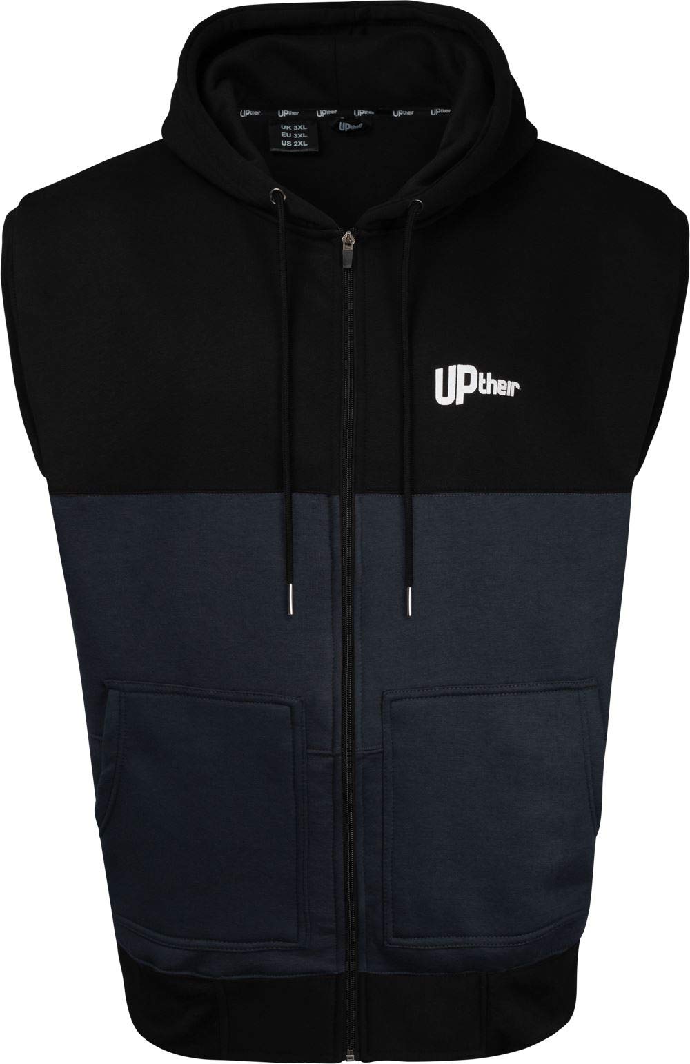 Uptheir Men's Rocco Zip Through Hooded Gilet - Grey Black (UK, Alpha, L, Regular, Regular)