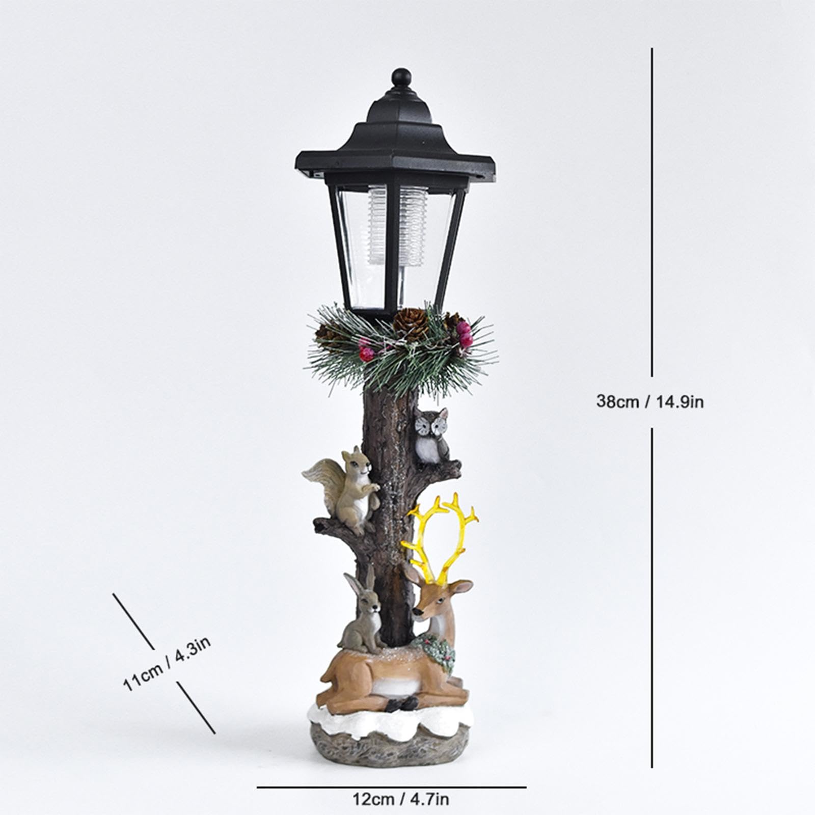 Estatua de Jardín, Escultura de Resina con Luz Solar para Exteriores, Adorno, Elegante Regalo de Inauguración de Casa, Lámpara de Paisaje para Jardín, Ciervo Y Conejo