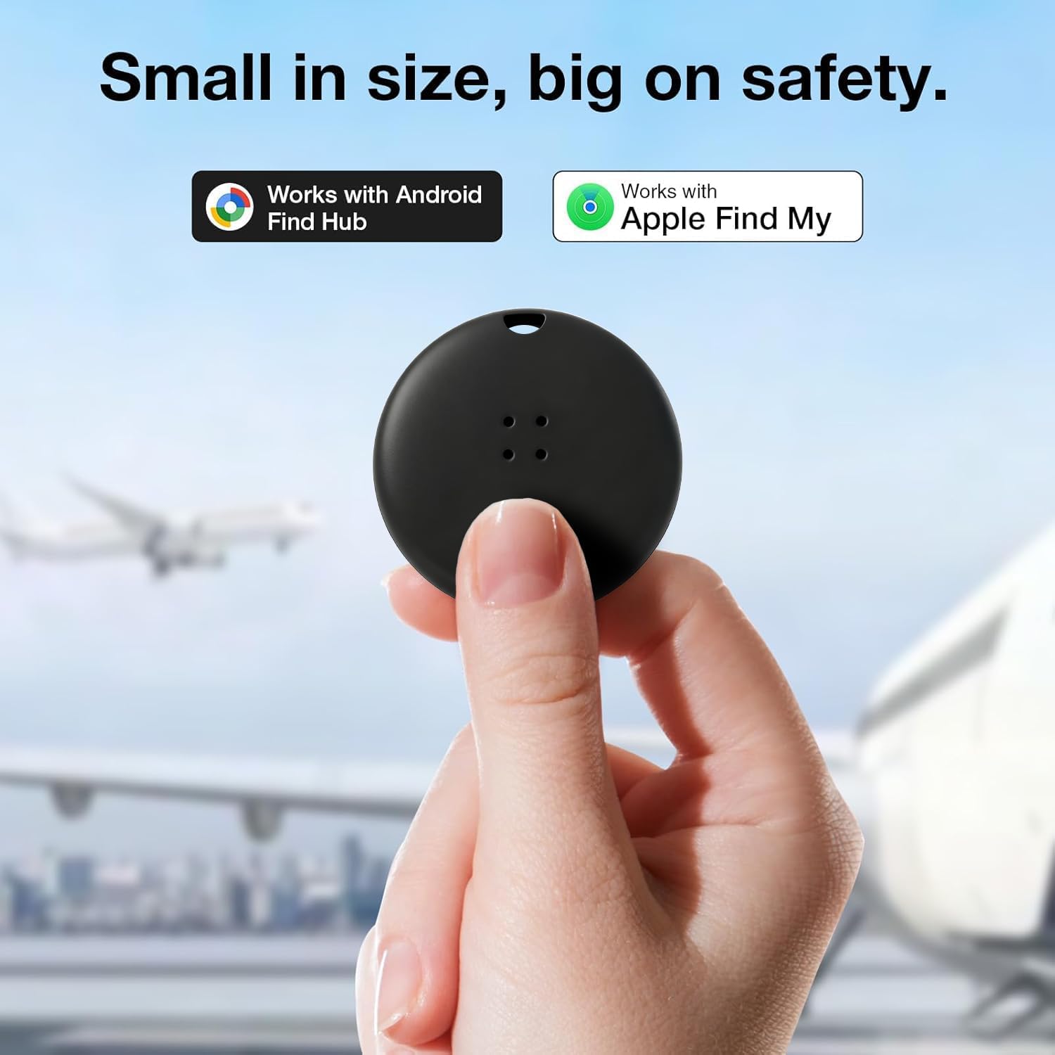 OTIC Dual System Bluetooth Smart Tracker Tags 4 Pack, Item Finder Locator for Apple Find My (iOS) & Google Find Hub (Android) Waterproof Gift for Keys, Wallet, Luggage, Backpack-Black