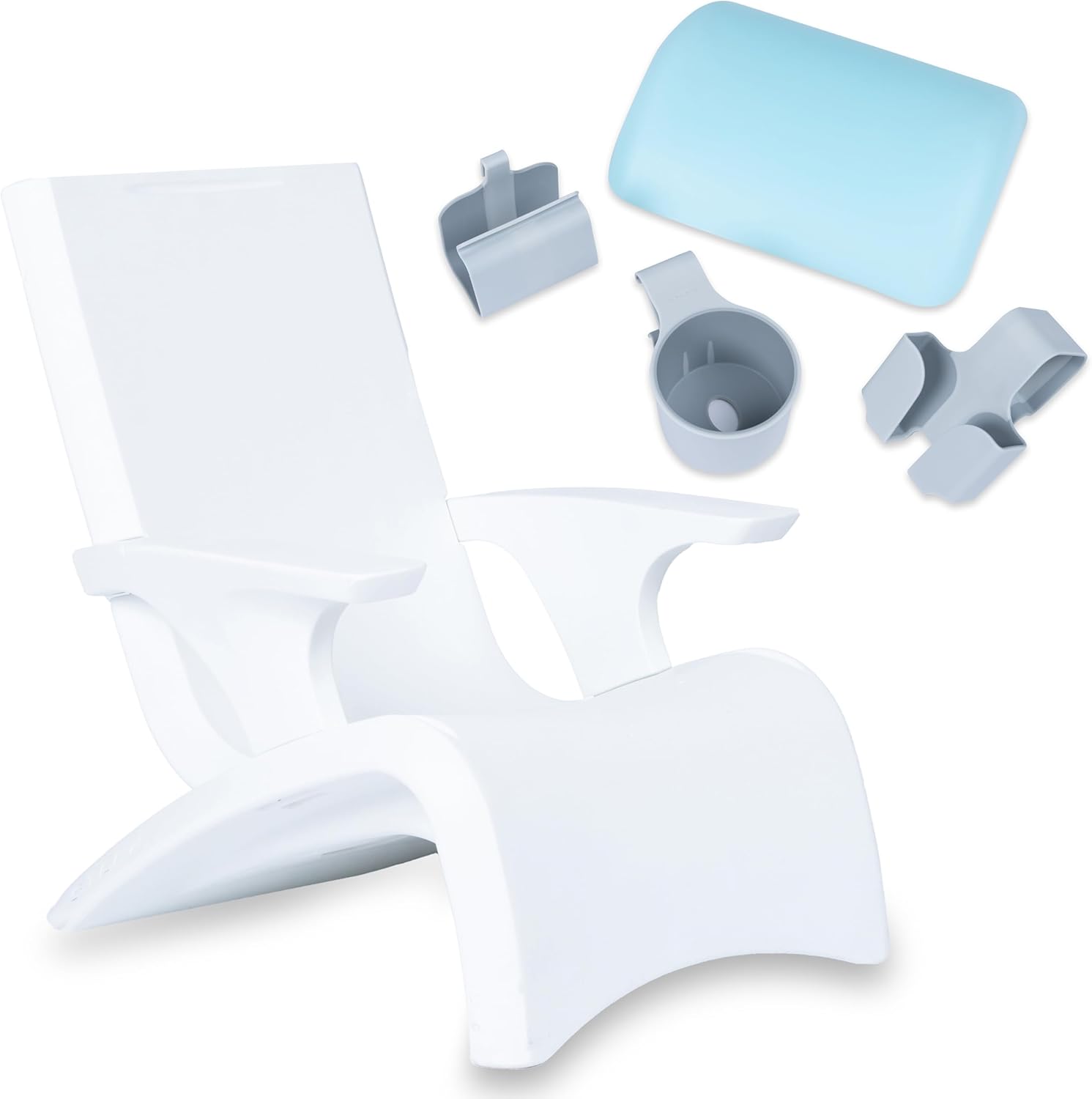 Step2 Vero Adirondack Chair and Pool Lounge Accessory Kit, Weighted Poolside Furniture with Cup Holder, Phone Holder and Adjustable Pillow, Holds Up to 300 lbs