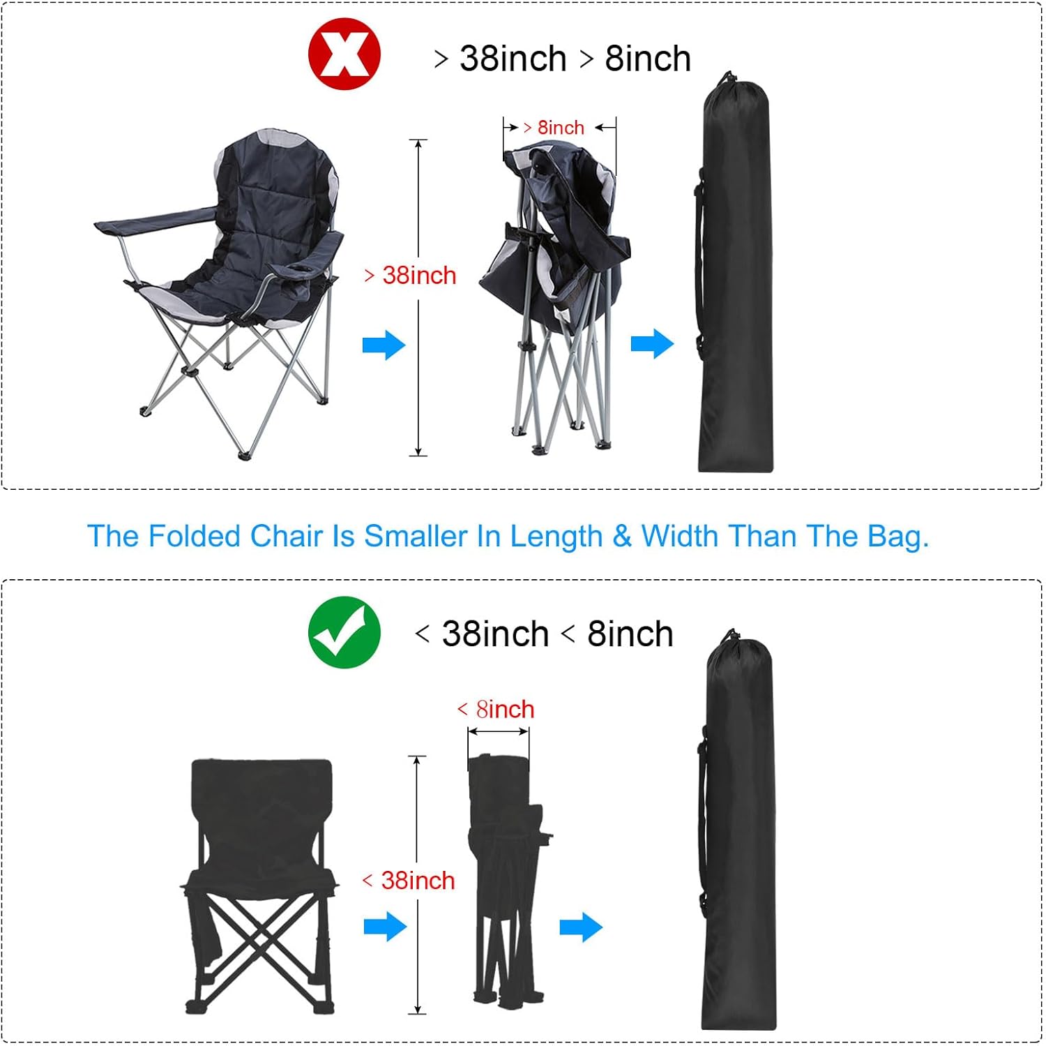 PATIKIL 38x10 Inch Camp Chair Replacement Bag, 2 Pack Nylon Folding Camping Chair Carry Bag Tripod Case Bag with Handle for Outdoor Camping, Black