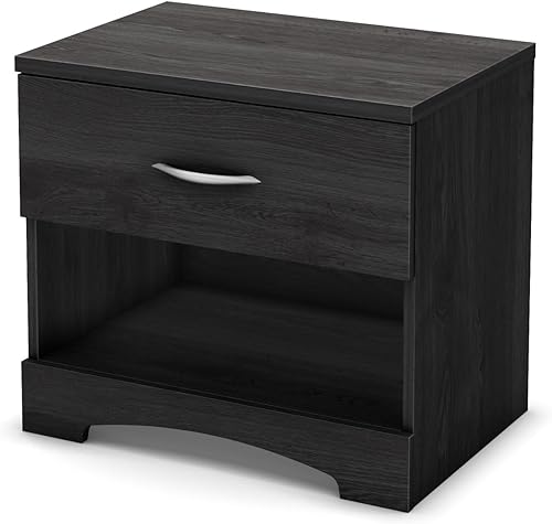 South Shore, mesita de noche, de 1 cajón, No, Roble gris Roble gris,Negro puro,Blanco puro,Weathered Oak