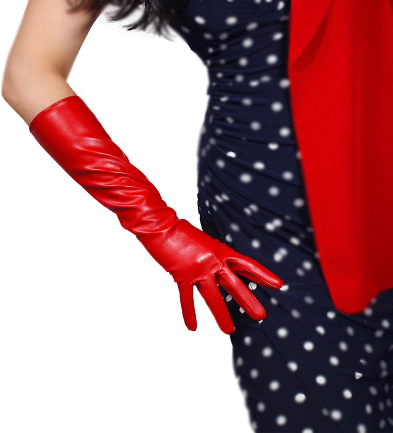 DooWayWomen Long Leather Gloves 16" Elbow Length Faux Lambskin Soft Dress Cocktail Party Gloves