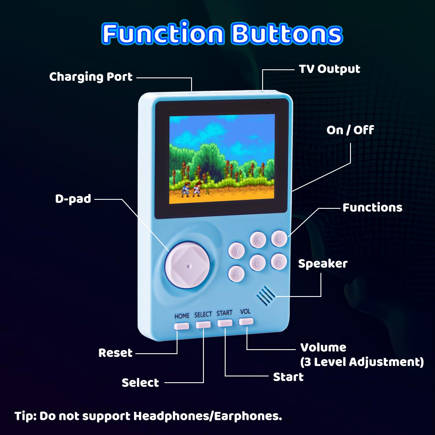 Console per videogiochi portatile per bambini integrata in 100 giochi a 16 bit, console di gioco retrò portatile, console di gioco adatta ai viaggi, schermo a colori da 2,8 pollici, batteria