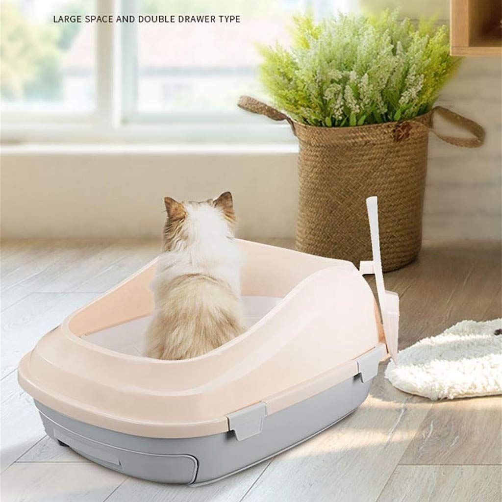 Lettiera per gatti semi-chiusa con paletta, design a doppio strato per anti-schizzi, soluzione facile da pulire per animali domestici