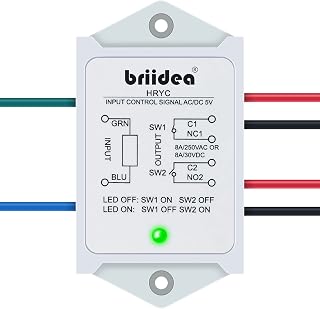 DPST 1NO 1NC 8Amp Power Relay Module, Briidea 5V AC/DC Power Relay Control Voltage, White