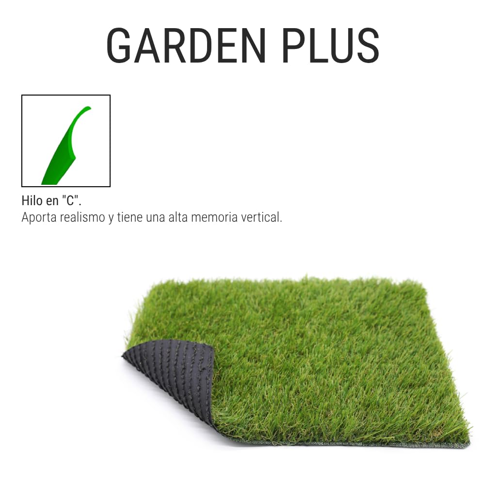 BONERVA | Césped Artificial GARDEN PLUS | Alturas: 22mm y 30 mm | Varias Medidas | Ideal para jardín, terraza, patio y balcón | Uso Decorativo y funcional | (2x20 Metros, 30 mm) - 4