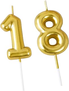 2.3 Inch Gold Number Birthday Candles,3D Number Cake Topper for Boys Girls Birthday Party Decoration Theme Party (Number 1" and 8")