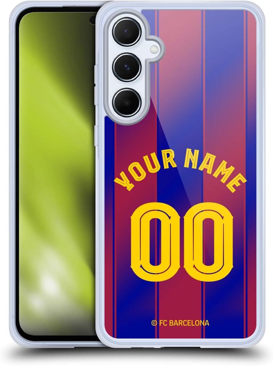 Custom Customised Personalised FC Barcelona Home 2025/26 Kit Gel Case [Military Grade Protection] Compatible with Samsung Galaxy A55 5G