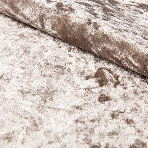Haaris Imaan Crushed Velvet Upholstery and Crafts Material by the Metre, 59" Width. Colour - Truffle