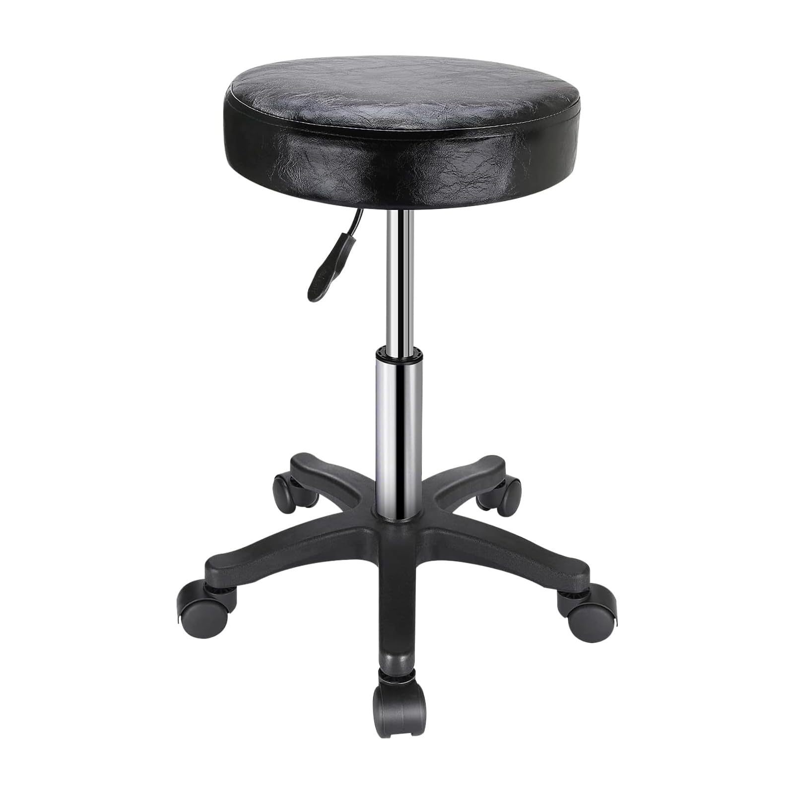 Shoze Salon Stool Chair Adjustable Height With Pulley Spa Massage Manicure Beauty Pu Leather Hydraulic Swivel… (Black)