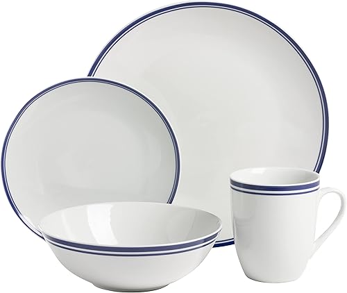 Miniatura 24 de 10 Strawberry Street Café Stripe Coupe - Vajilla de 16 piezas, color negro Negro -,Azul,Gris,Azul/claro,Rosado