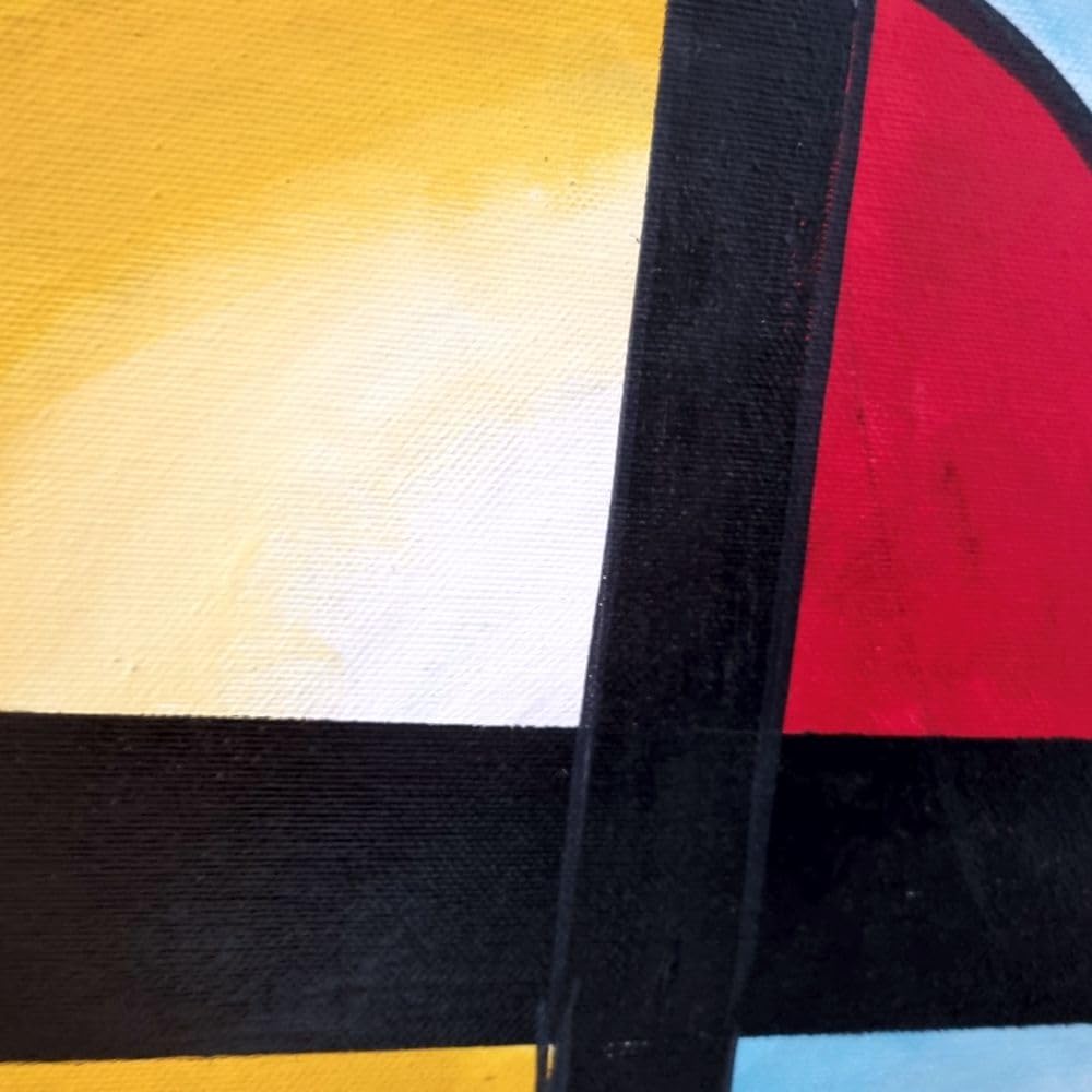 I Colori del Caribe Quadri Astratti Dipinti A Mano su Tela Geometrici Omaggio A Kandinsky Alta QUALITA' Made in Italy Nero Rosso - Gravitation