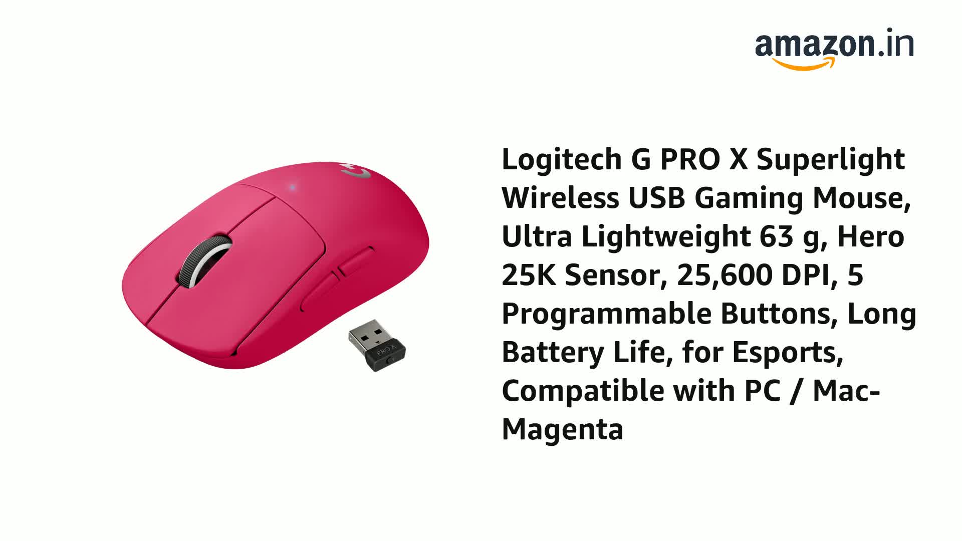 Amazon.in: Buy Logitech G PRO X Superlight Wireless USB Gaming 