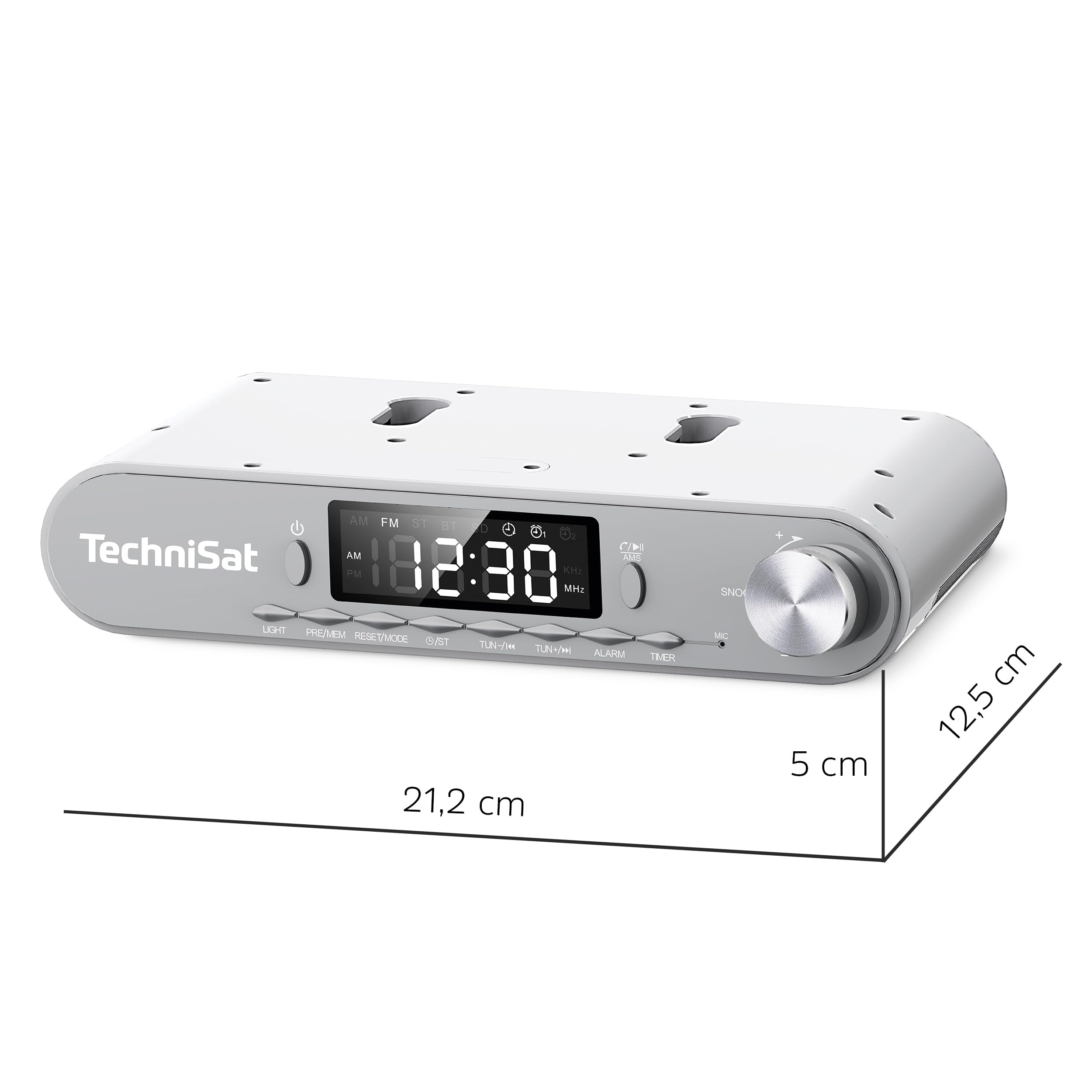 TechniSat KITCHENRADIO - Elegantes UKW-Unterbau-Küchenradio mit Arbeitsleuchte (Timer Direktwahltaste, Weckfunktionen, LED-Display, Unterschrankbeleuchtung, Bluetooth, Freisprecheinrichtung, 5 W)