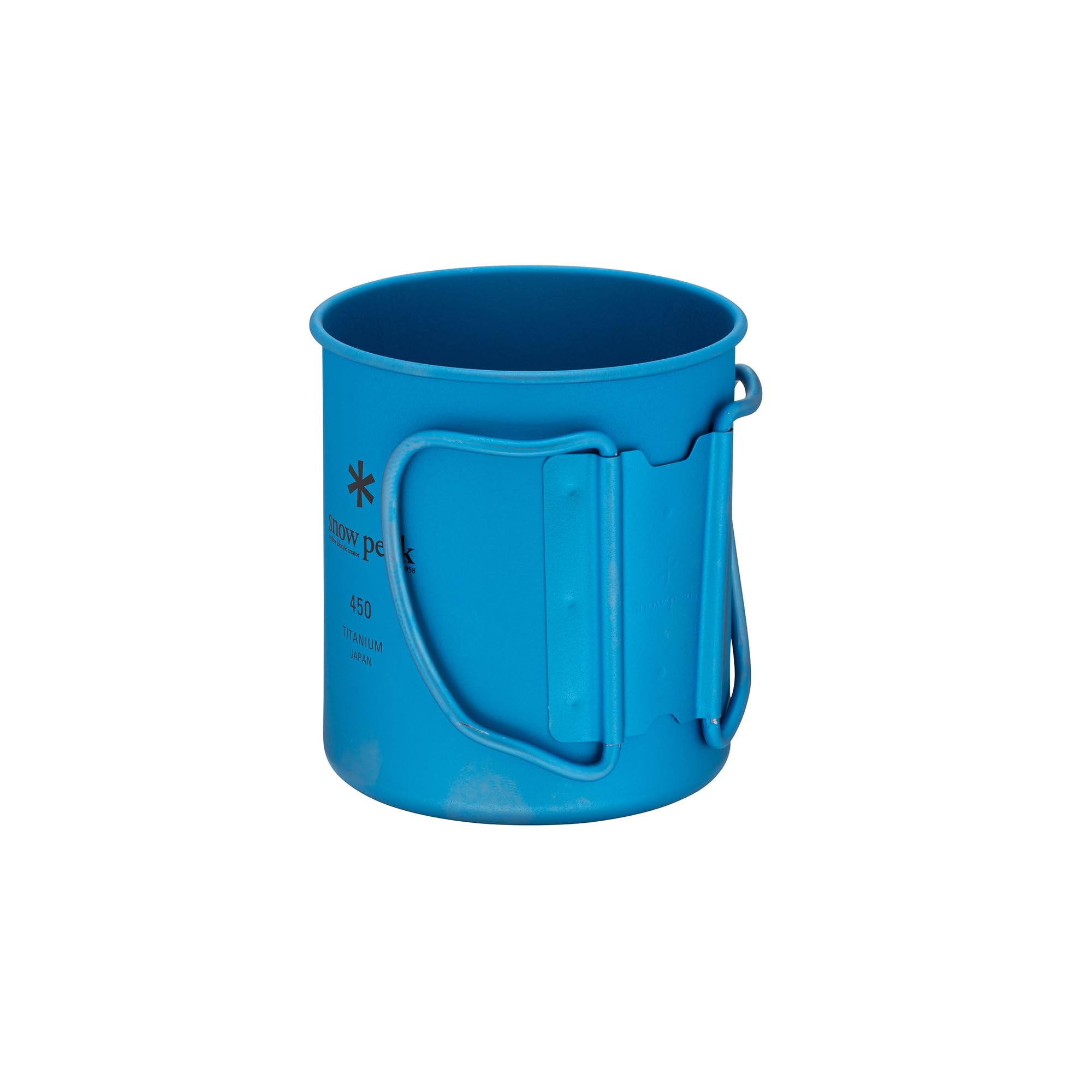 Snow Peak Titanium Single Walled Mug 450ml, Blau, Ultraleichter japanischer Titanbecher für Camping & Outdoor