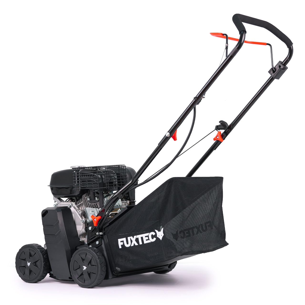 FUXTEC - Escarificador a Gasolina 2 en 1 FX-BV240ECO 29,5 kg Motor 4 tiempos 4,1 kW rodillo con 18 cuchillas Asa de transporte y bolsa de recogida de 40 L