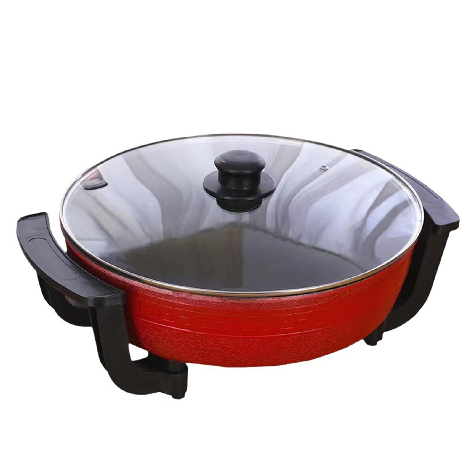 Burloe Red Electric Hot Pot, Twin Shabu Induction Dutch Oven Soup Pot Cookware Non Stick Cooking Pot Chinese Shabu Induction Dutch Pot Cookware,