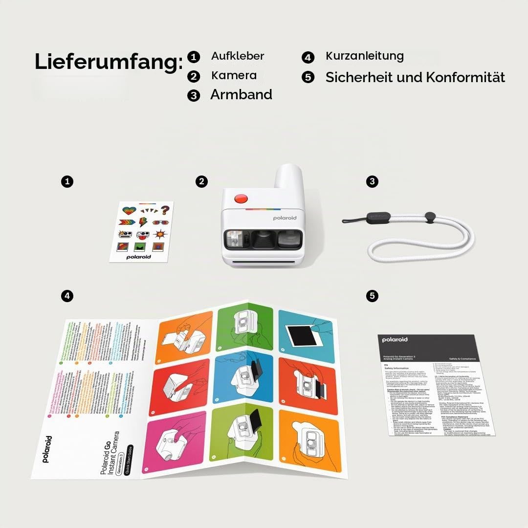 Polaroid Go Generation 3 – Mini Instant Film Kamera – weiß (9191) – nur kompatibel mit Go Film