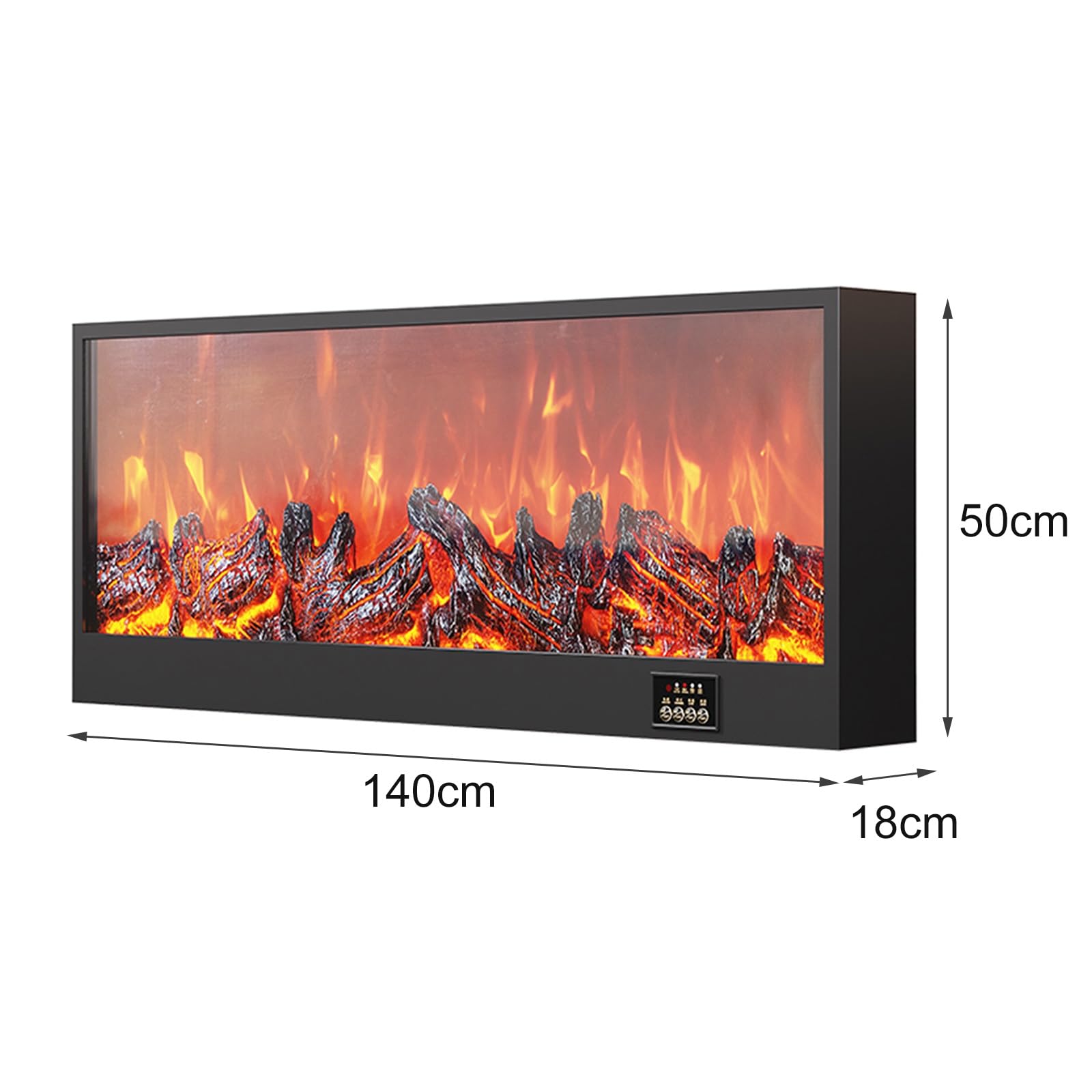 Chimenea Eléctrica Insertable, Chimenea de Leña Independiente, Control Remoto, Intensidad de Llama Ajustable, Sin Calefacción(140x50cm)