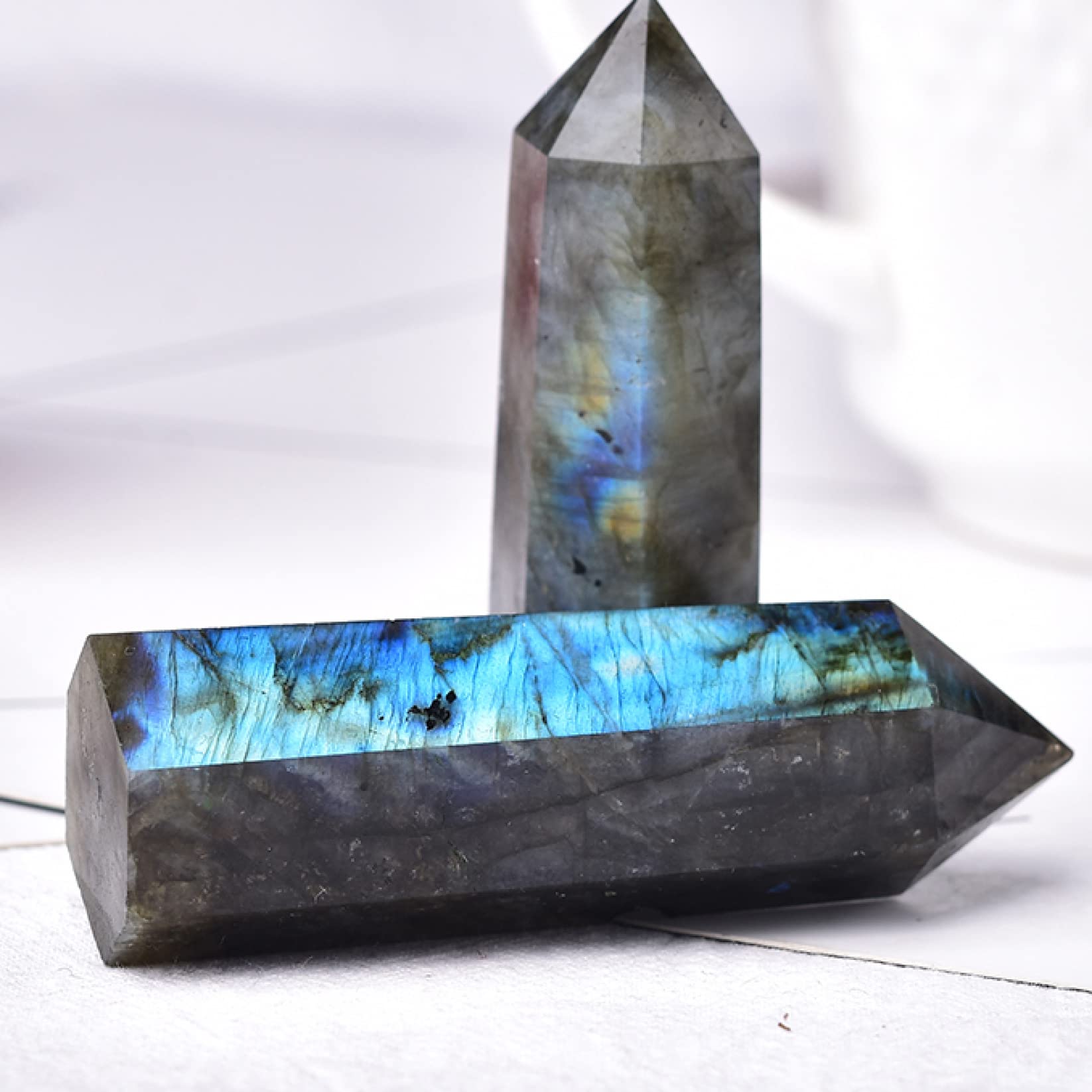 天然水晶の原石 1PC 天然ラブラドライト石クリスタルストーン六角柱