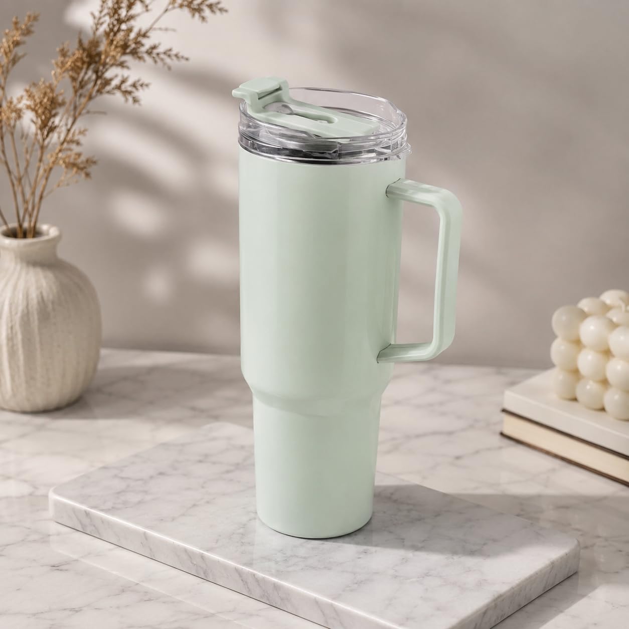 BISA™ Luxury Hydration Tumbler with Straw & Handle | Large Capacity Reusable Drinking Mug | Ideal for, Juice, Water & Cold Drinks Green-image-0