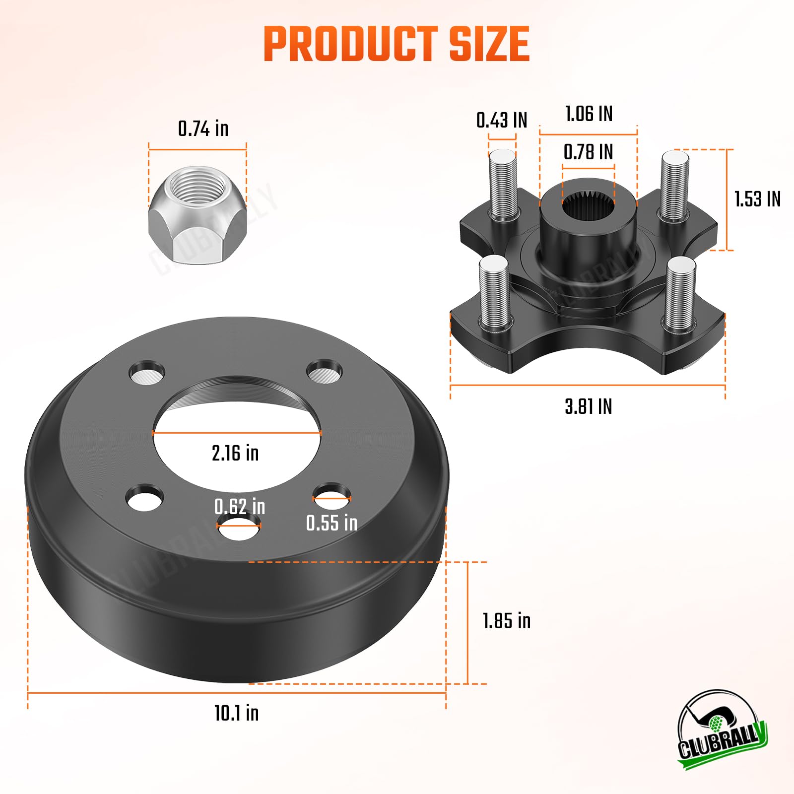 Amazon.com : CLUBRALLY Heavy Duty Split Brake Drum/Hub, EZGO TXT