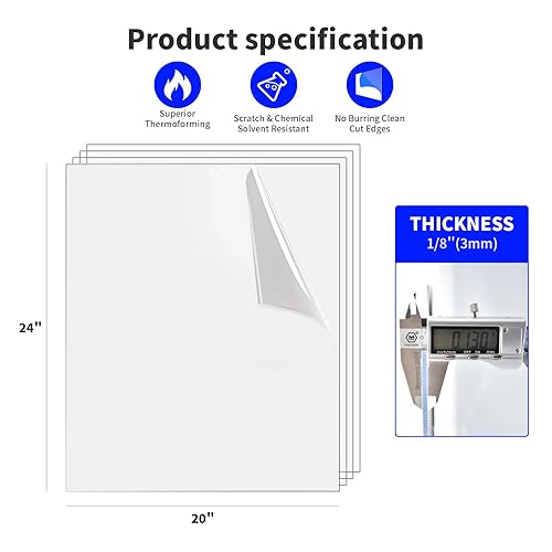 Miniatura 8 de Art3d Paquete de 2 hojas de plexiglás de 18 pulgadas de grosor, hojas de acrílico transparente PET de 20 x 24 pulgadas para diseño de arte,
