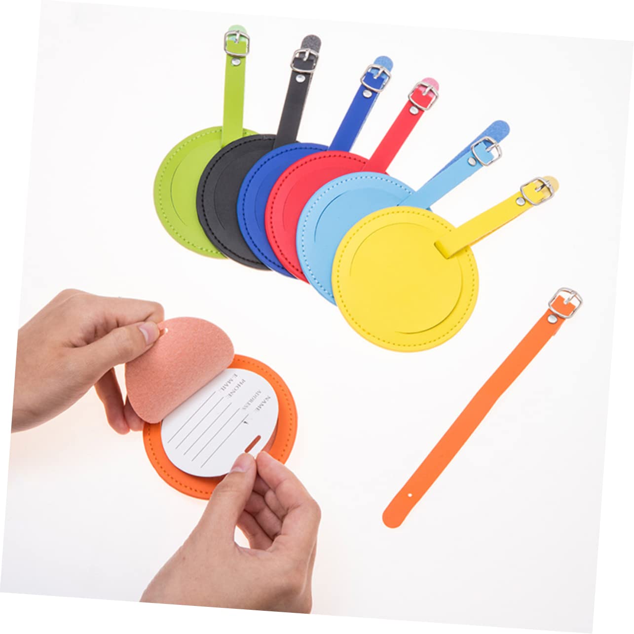 PACKOVE 10pezzi Etichette Id Pu Blu Per Valigie e Etichette Resistente Fibbia e Indirizzo Per Identificare Bagaglio