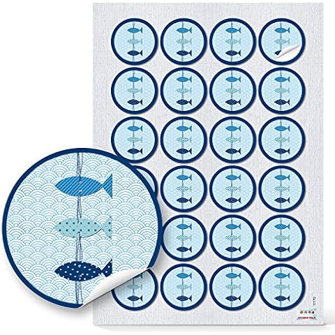 Logbuch-Verlag 24 pegatinas de peces para eventos religiosos y cumpleaños infantiles Cover