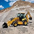 Compact Backhoe Loader with Hydraulic Front Loader and Rear Excavator – Towable Mini Wheel Loader Backhoe for Farm, Construction, Trenching and Earth Moving