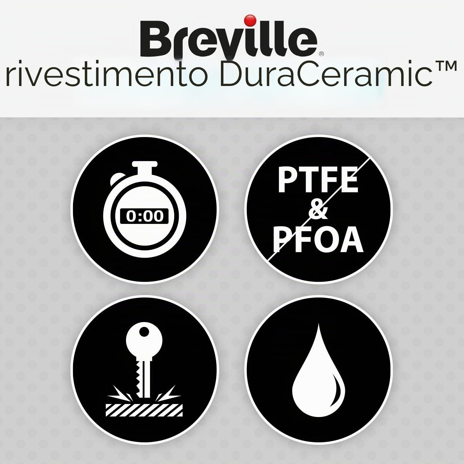 Breville DuraCeramic Piastra per waffle, Piastra per waffle antiaderente e facile da pulire con piastre rimovibili Deep-Fill, Bianca e acciaio inossidabile VST072X