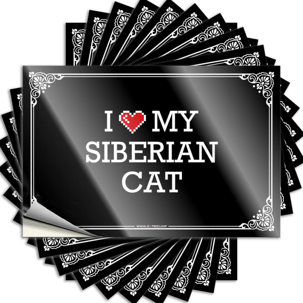 Fzfn Men's Colour Tattoos Farmhouse Outdoor Decor Peel And Stick - I Love My Siberian Cat Window Heavy Waterproof Vinyl For (6X9cm)