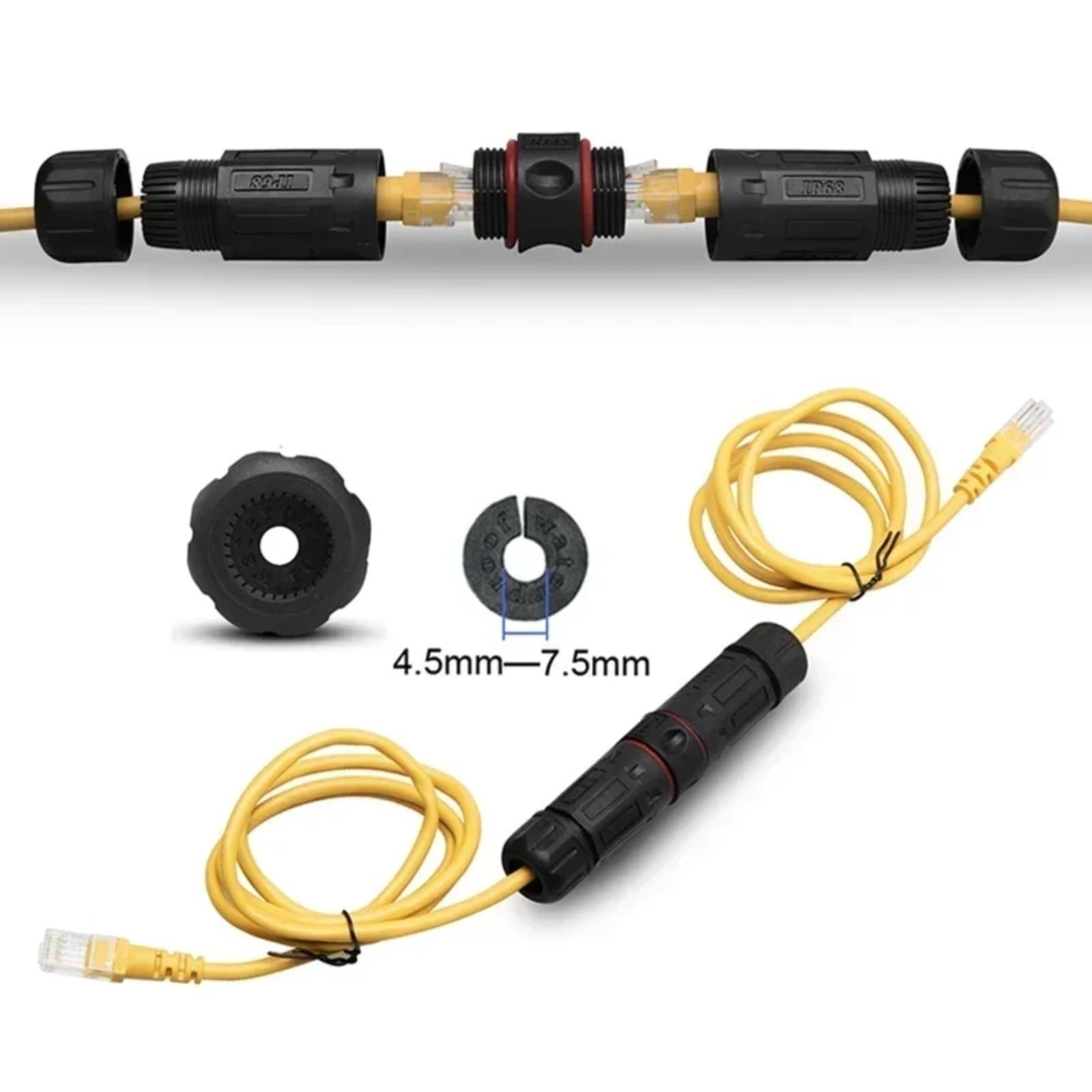1PCS RJ45 CAT5E Connettori di rete esterni IP68 M20 4.5-14.5mm