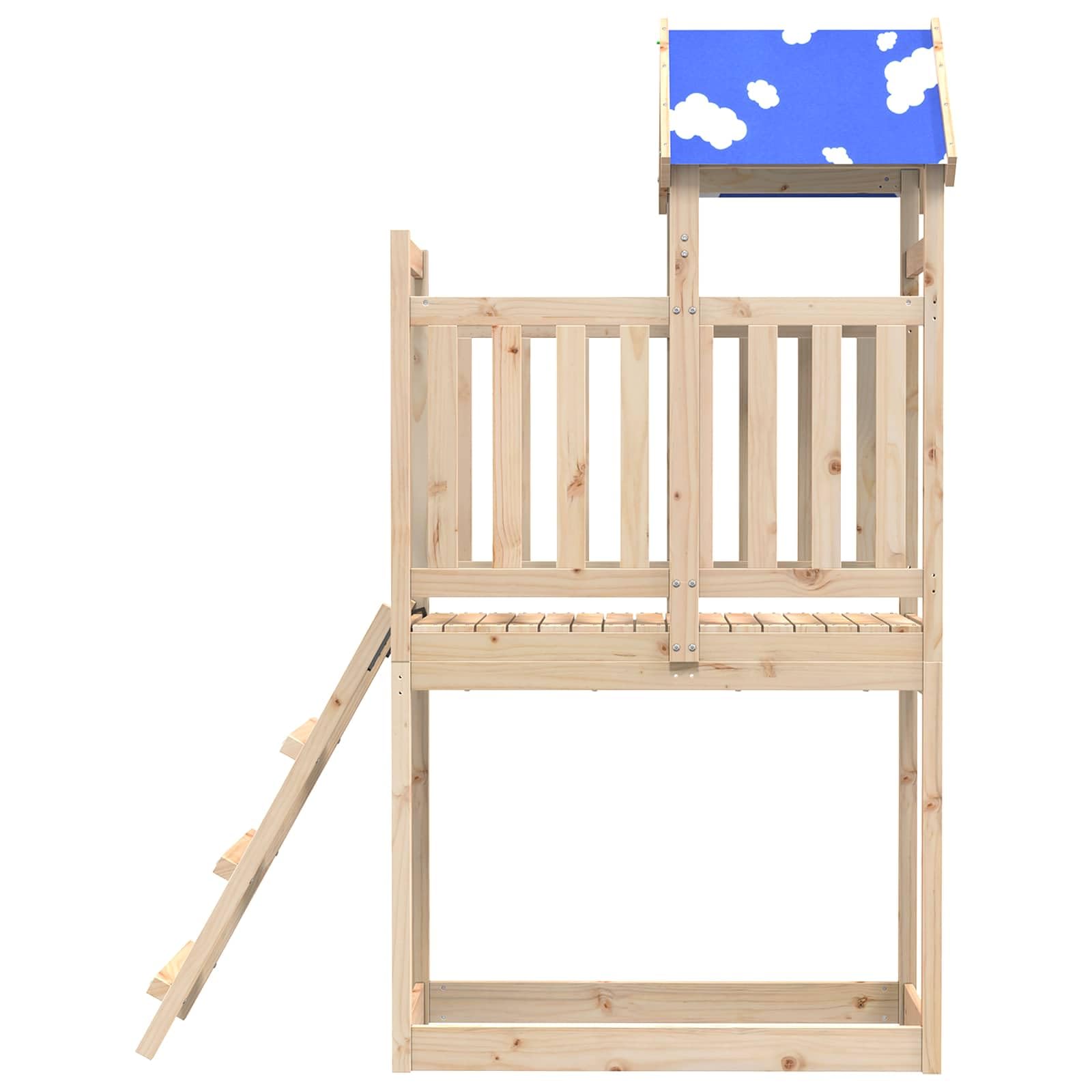 Spielturm 215 cm aus massivem Kiefernholz, 52,5 x 110,5 x 215 cm, moderner Spielturm für den Garten mit Kletter- und Rutschmöglichkeiten, wetterbeständiges Zubehörset für aktive
