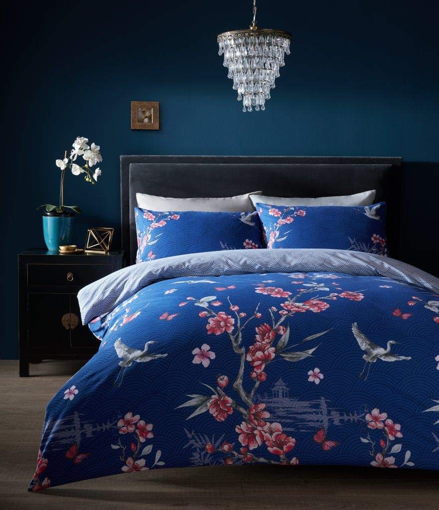 Gc Gaveno Cavailia Akari Navy Gaveno Cavailia Akari Luxurious Bed Set With Duvet Cover And Pillow Cases, Polyester-Cotton, King-Navy