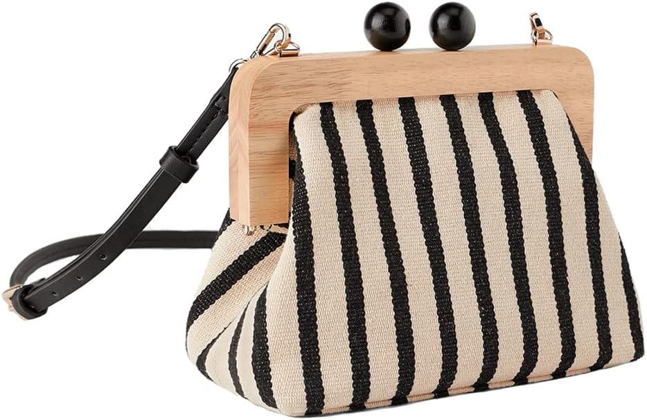 Yohora Women’s Crossbody Bag Kiss Lock Shoulder Purse Canvas Lightweight Retro Wallet - Image 3