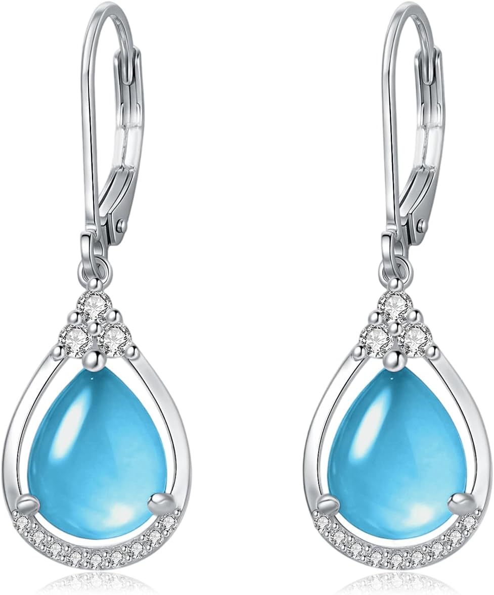 Sterling Silver Birthstone Earrings AAAAA Cubic Zirconia Teardrop Dangles Jewelry Gifts for Women