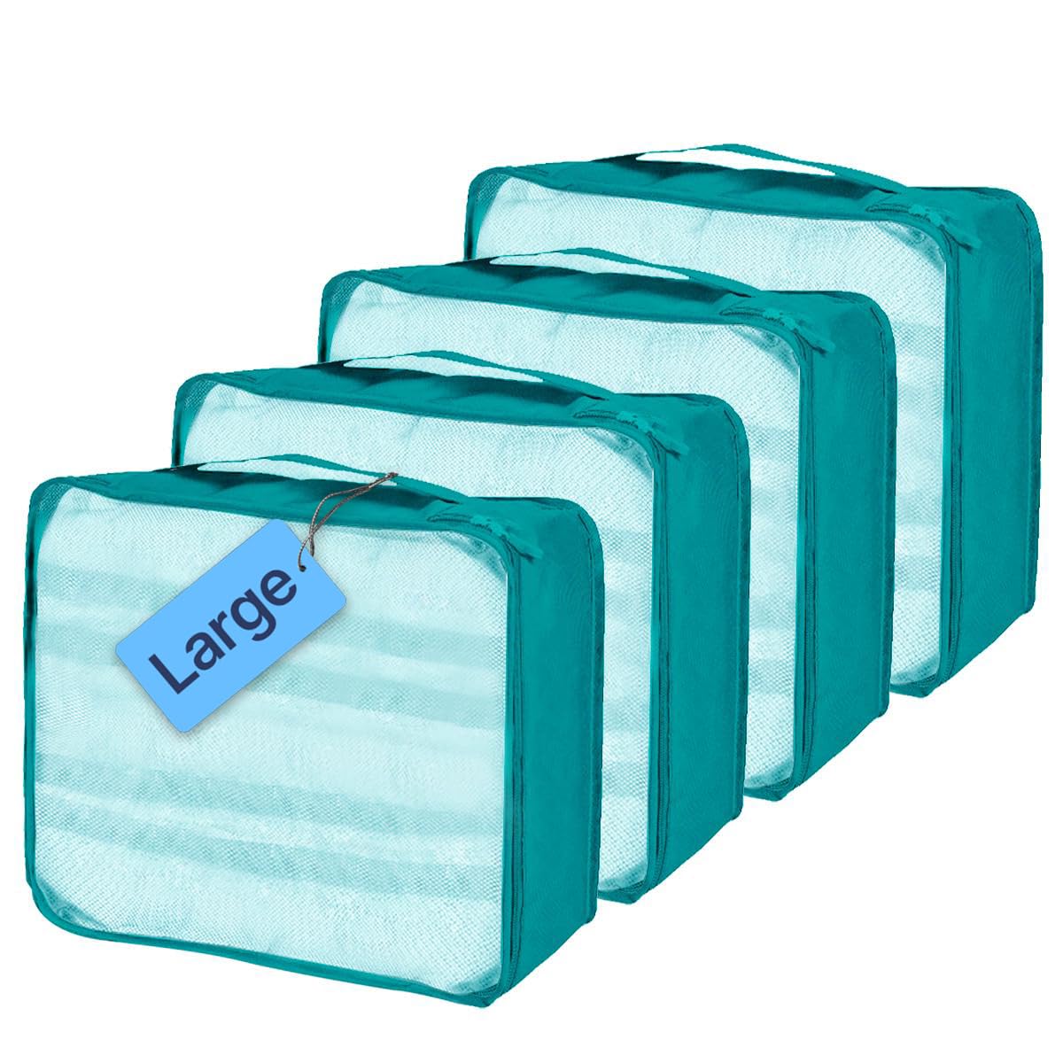 QiYiCAT Koffer Organizer 4 Stück, 40×30×12CM Packing Cubes 4-teilig, Große Packwürfel Gleicher Größe, Geeignet für Familienreisen und die Aufbewahrung zu Hause Hellblau