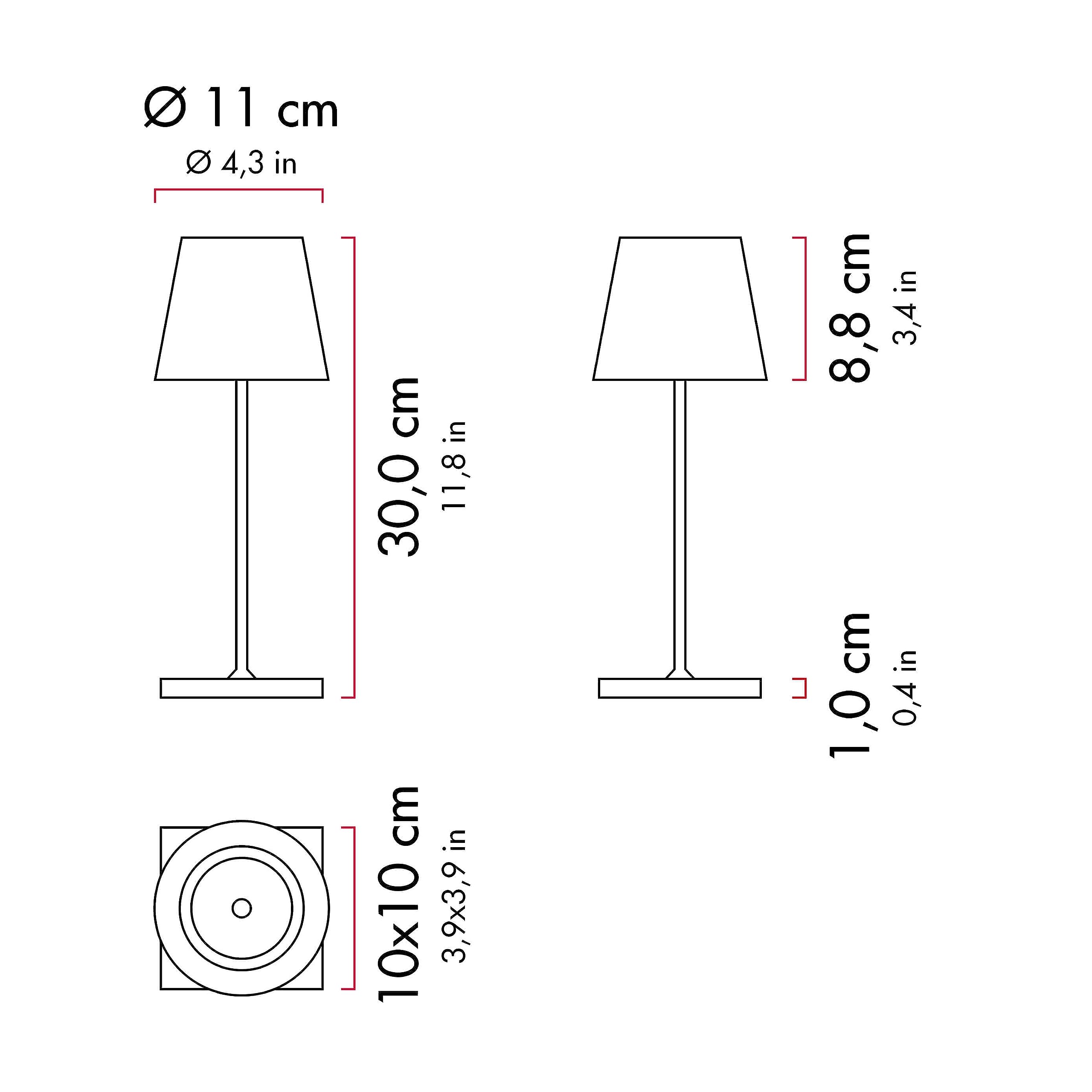 Zafferano Poldina Pro Mini Kabellose LED-Tischlampe Aufladbar - Dimmbare Touch Akku Lampe mit Galvanischem Finish - Lichtfarbtemp. 2700-3000K - Aluminium H30 (Glänzend Chrom)
