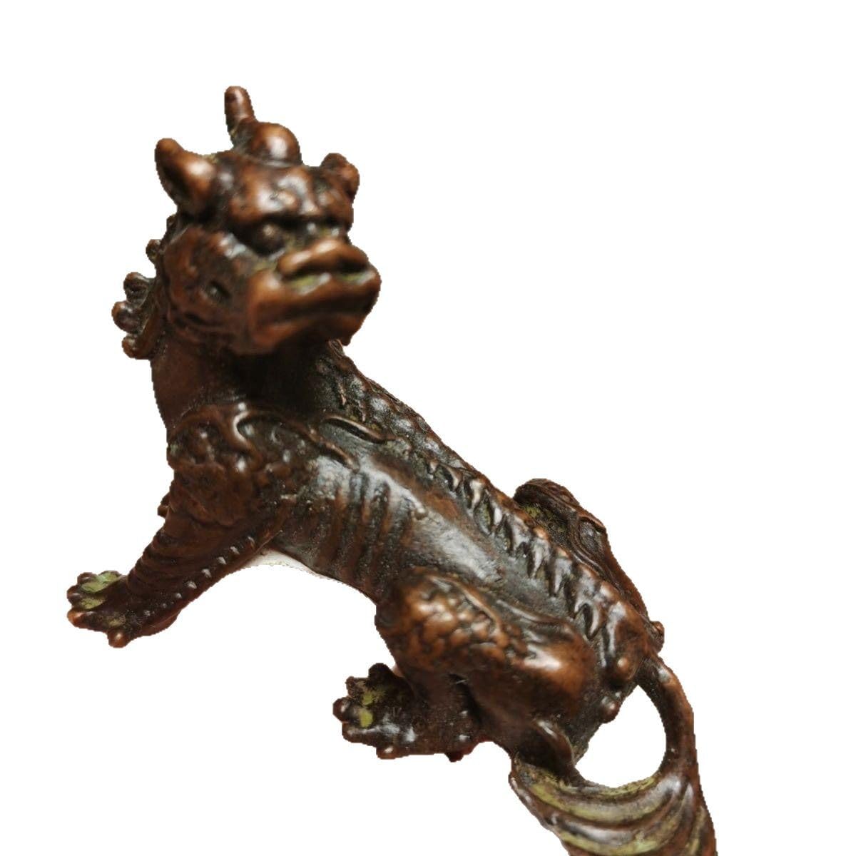 Huolimxun Antique Copper Titing Auspicious Animal Ornaments, Ksitigarbha Mythical Beast Solid Copper Desk Desk Feng Shui Ornaments