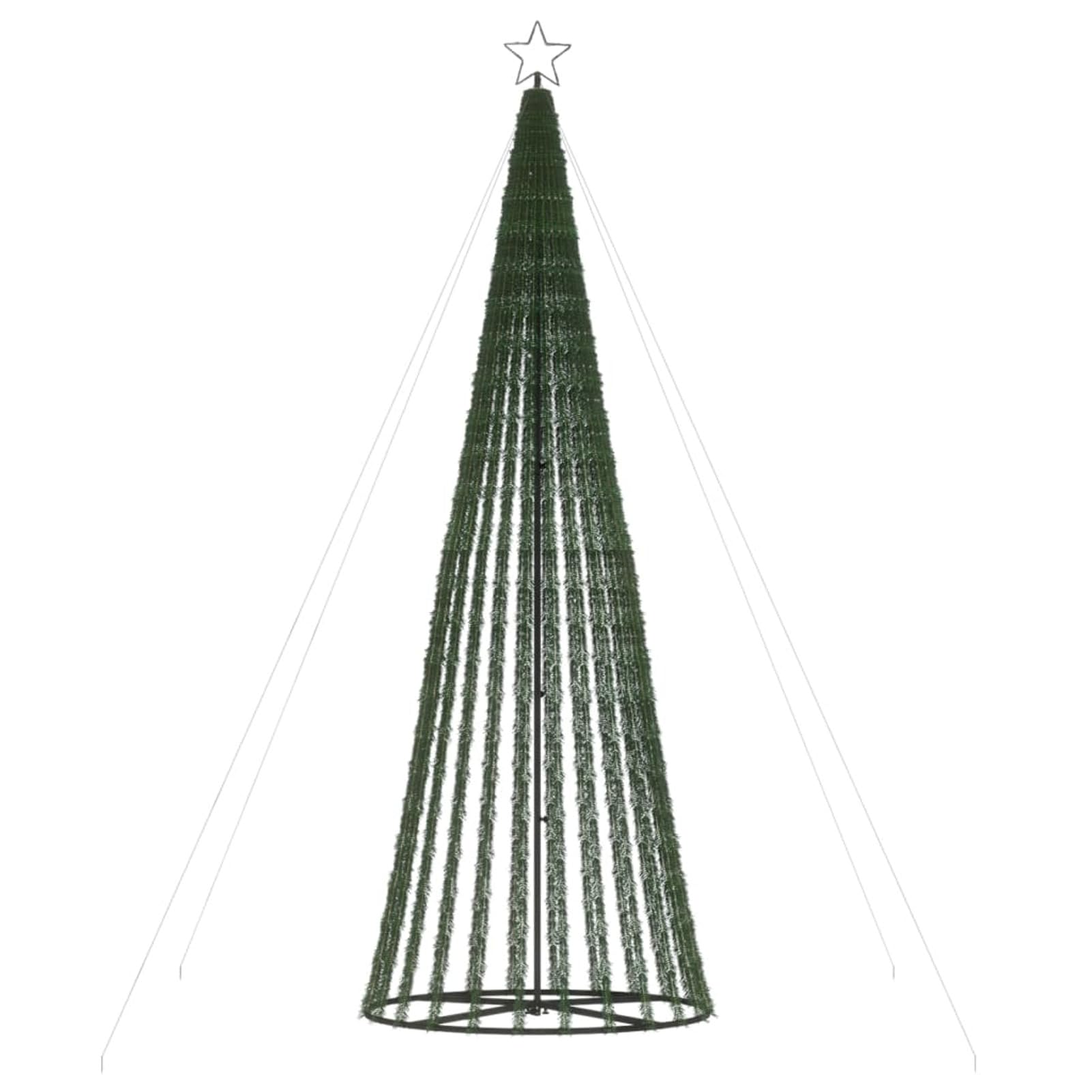 IKAYAA Albero di Natale Luminoso da Esterno 8 Giochi di Luce Struttura in Metallo Puntale a Stella Decorazioni Natalizie Interno Esterno -Bianco caldo-300 cm