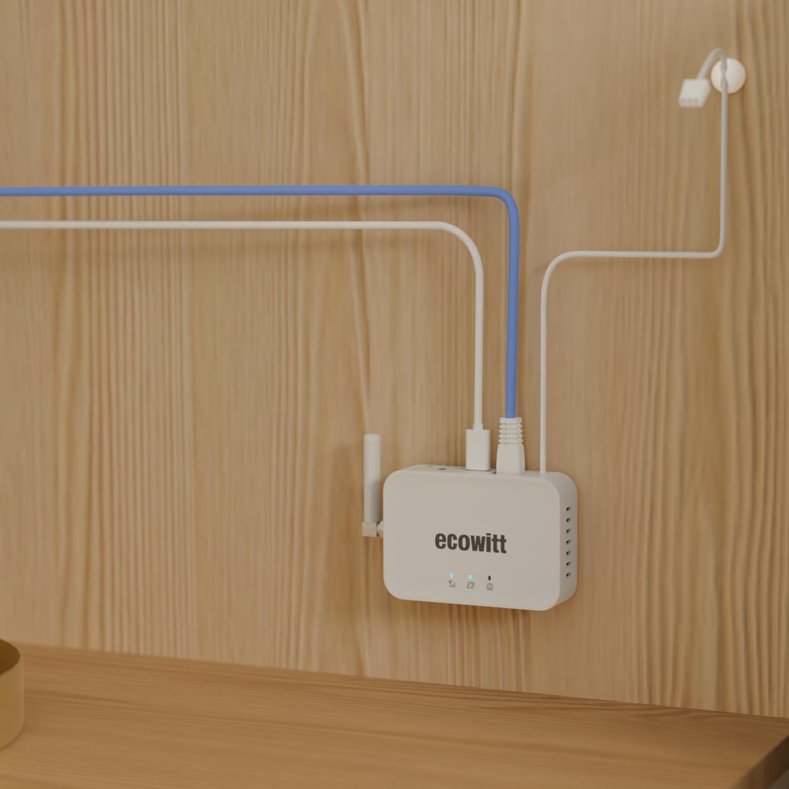 Ecowitt WIFI/Kabel-Gateway GW3000 für Wetterstationen mit Außensensor, eingebauter 3 in 1 Innen Barometer/Thermometer/Hygrometer Sensoren, Haus Ecosystem Wetterassistent mit SD-Kartenanschluss