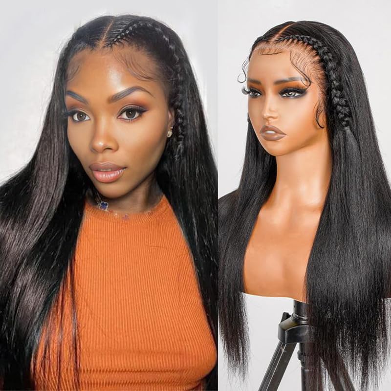 Ali Pearl Human Hair Straight 13x4 Lace Front Wig, 24 Inch, 180% Density, Glueless, Heat Resistant 24 Inch A033-STW 13*4 Wig 180%