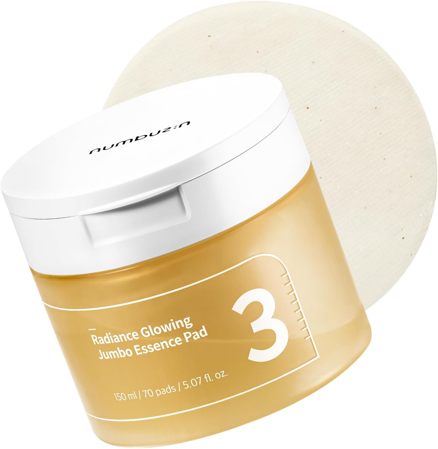 No.3 Toner Pads | Radiance Glowing Jumbo Essence Pad | Clear Glass Skin, Skin Radiance, Texture Care | Biodegradable Vegan Pads, Fermented Ingredients, Niacinamide | 70 pads/150ml