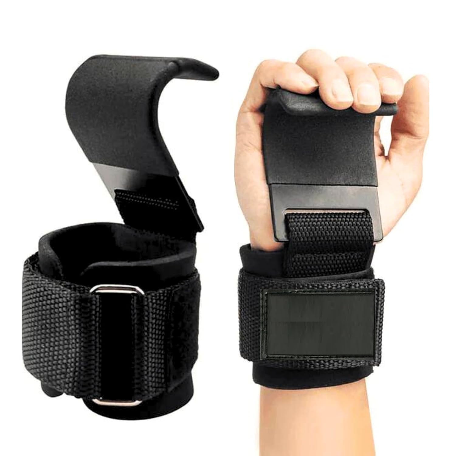 Kriaex Weight Lifting Hooks | Hand Grip Wrist Straps for Deadlift | Powerlifting & Pull Up Bar Support | Solid Steel Hooks with Thick Neoprene Padding | Wrist Wrap Straps | Gym Accessories for Men & Women | Set of 2-image-23
