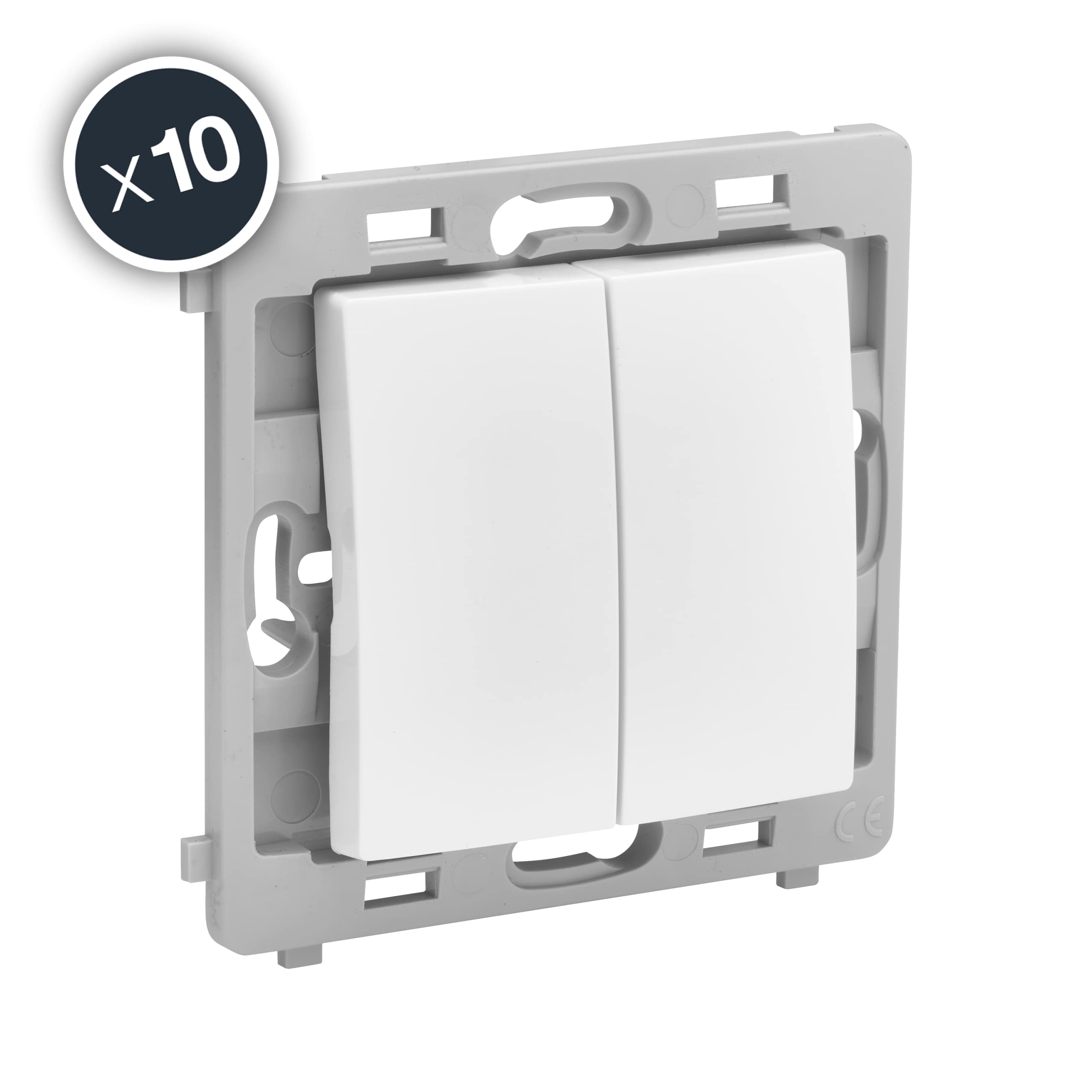 Mecanisme Double Poussoir Blanc Boite De 10 - Gamme Caly - DEBFLEX 802012