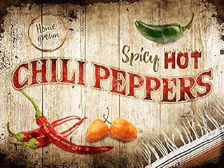 Funny Cafe Metal Tin Sign Chili Peppers Hot Sauce Vintage Wall Decoration Iron Paintingbar Club Metal Sign Plaque 8x12 Inch